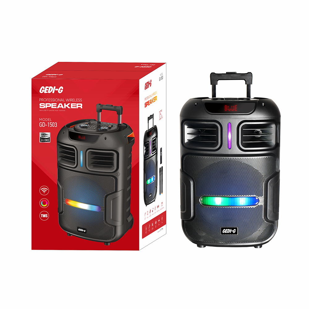 Zore GD-1503 Dijital LED Göstergeli FM Radyolu Mikrofonlu RGB TWS 15 inç Stereo Bass Kablosuz Karaoke Hoparlör - 4