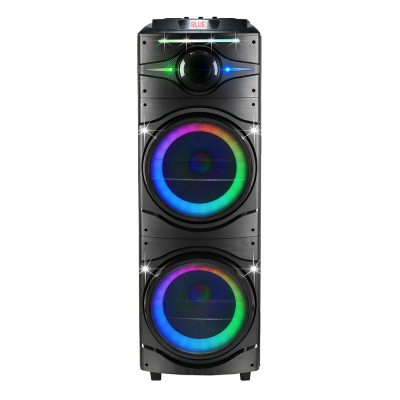 Zore GD-2016 Digital LED Indicator, FM Radio, RGB TWS with Microphone, Dual 12 inch Stereo Bass Wireless Karaoke Speaker Black