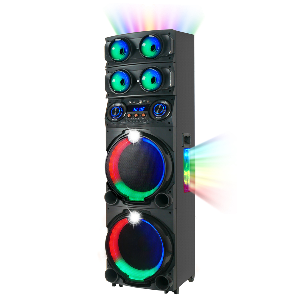 Zore GD-2126 Digital LED Indicator, FM Radio, RGB TWS with Microphone, Dual 12 inch Stereo Bass Wireless Karaoke Speaker - 5