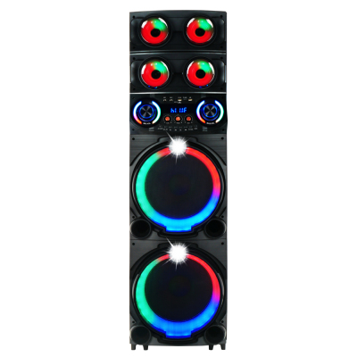 Zore GD-2126 Digital LED Indicator, FM Radio, RGB TWS with Microphone, Dual 12 inch Stereo Bass Wireless Karaoke Speaker Black