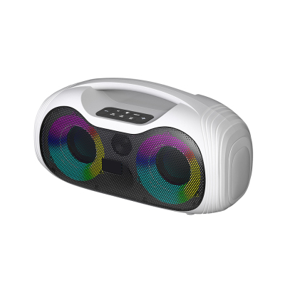 Zore GD-2403 RGB TWS Dual 4-inch Stereo Bass Wireless Karaoke Speaker with Microphone White