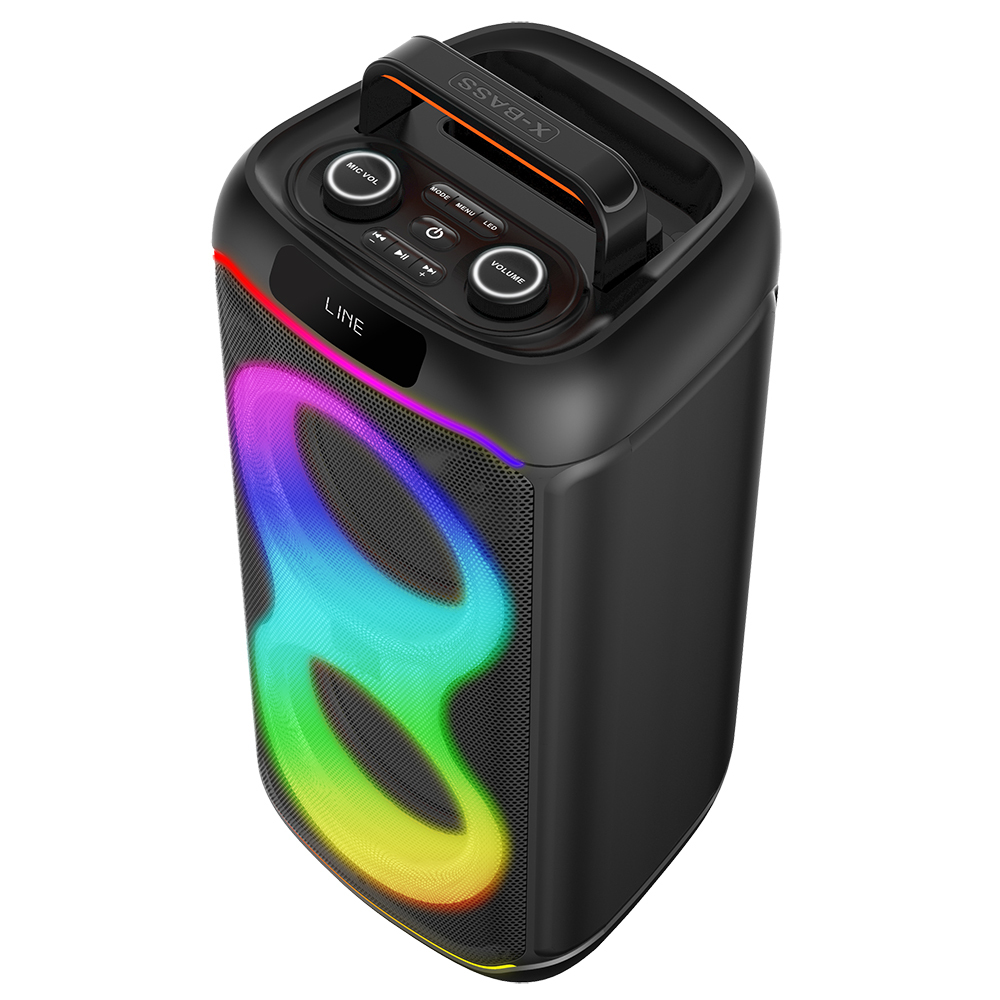 Zore GD-2608 Digital LED Display FM Radio Microphone RGB TWS Dual 6.5 inch Stereo Bass Wireless Karaoke Speaker - 7