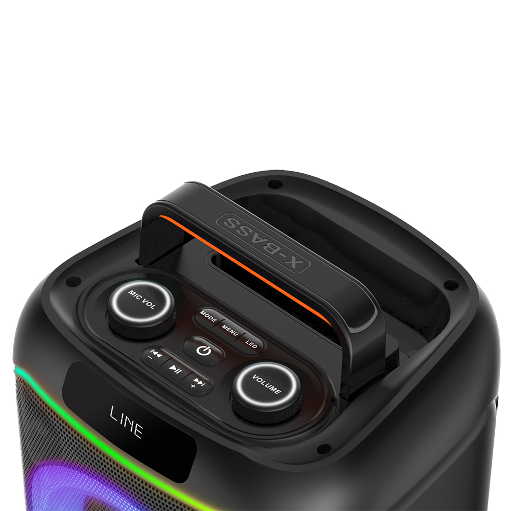 Zore GD-2608 Digital LED Display FM Radio Microphone RGB TWS Dual 6.5 inch Stereo Bass Wireless Karaoke Speaker - 11