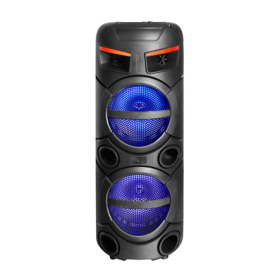 Zore GD-2809 Digital LED Indicator, FM Radio, RGB TWS with Microphone, Dual 8 inch Stereo Bass Wireless Karaoke Speaker Black