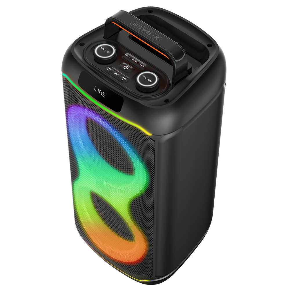 Zore GD-2823 Digital LED Display FM Radio Microphone RGB TWS Dual 8 inch Stereo Bass Wireless Karaoke Speaker - 5
