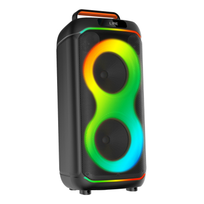 Zore GD-2823 Digital LED Display FM Radio Microphone RGB TWS Dual 8 inch Stereo Bass Wireless Karaoke Speaker Black