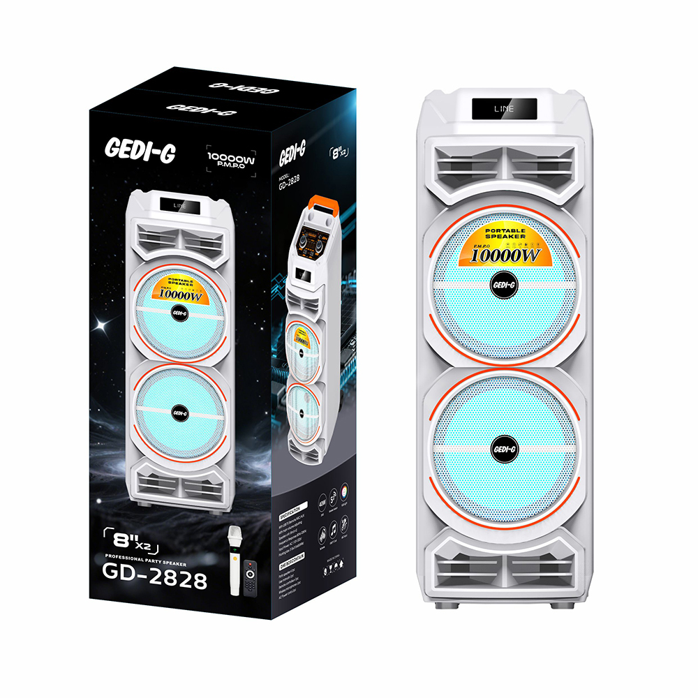Zore GD-2828 Digital LED Display Microphone RGB TWS Dual 8-inch Stereo Bass Wireless Karaoke Speaker - 5