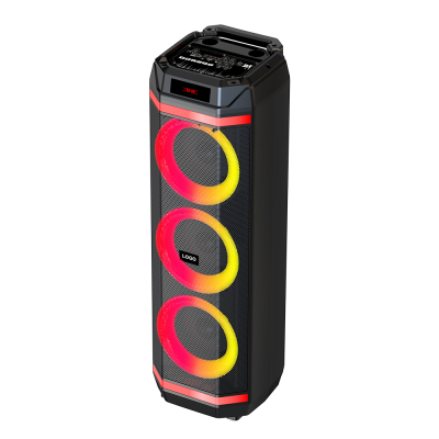 Zore GD-2889 Digital LED Display RGB Triple 8-inch Stereo Bass Wireless Karaoke Speaker with Microphone Black