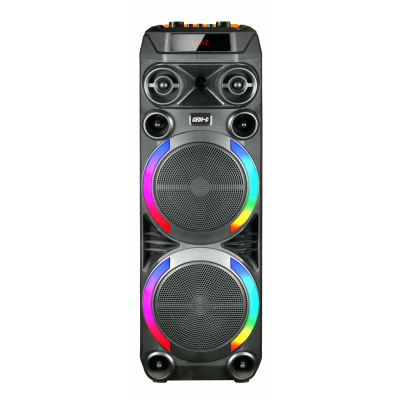 Zore GD-2897 Digital LED Display Microphone RGB TWS Dual 8-inch Stereo Bass Wireless Karaoke Speaker Black