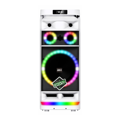 Zore GD-9012 Dijital LED Göstergeli Mikrofonlu RGB TWS 12 inç Stereo Bass Kablosuz Karaoke Hoparlör Beyaz