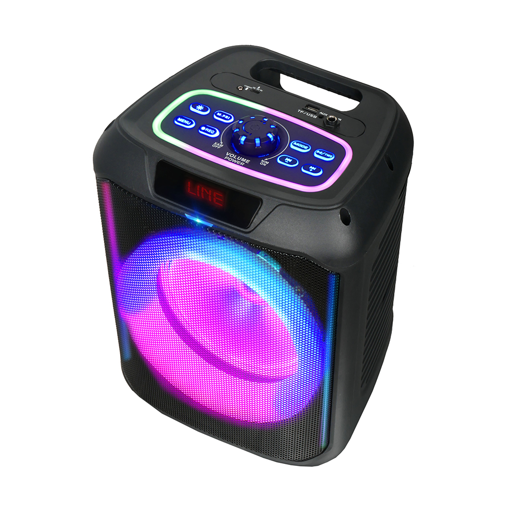 Zore GD-907 Digital LED Indicator, FM Radio, RGB TWS 8 inch Stereo Bass Wireless Karaoke Speaker with Microphone - 6