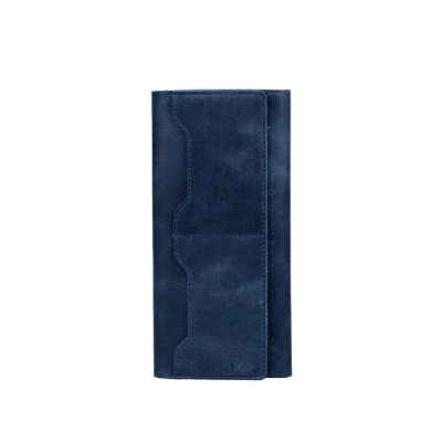 Zore Genuine Leather Universal 10 Card Slot Magnetic Phone Compartment Wallet Navy blue