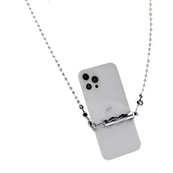 Zore İP03 Mobile Phone Neck Strap Metal Chain Silver