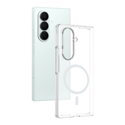 Zore London Transparent Hard PC Case with Camera Protection and M-Safe Charging for Galaxy Z Fold 7 Şeffaf