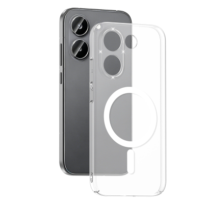 Zore London Transparent Hard PC Case with Camera Protection and M-Safe Charging for Xiaomi Poco X8 Pro Şeffaf