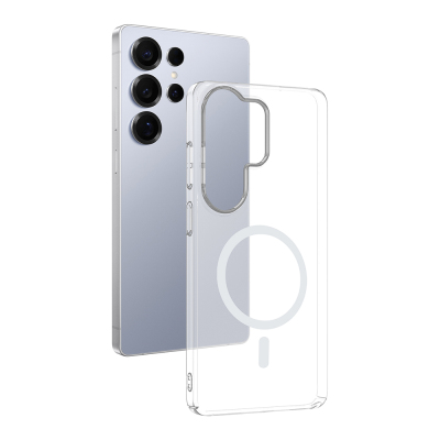 Zore London Transparent Hard PC Case with Galaxy S26 Ultra Camera Protection and M-Safe Charging Feature Şeffaf