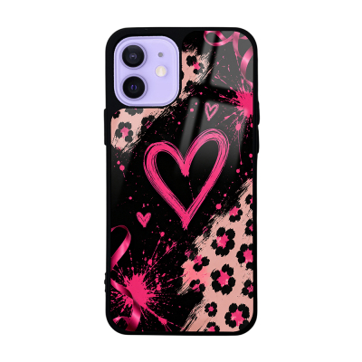 Zore Lusi Patterned Case with Camera Protection for Apple iPhone 12 Pembe Kalp