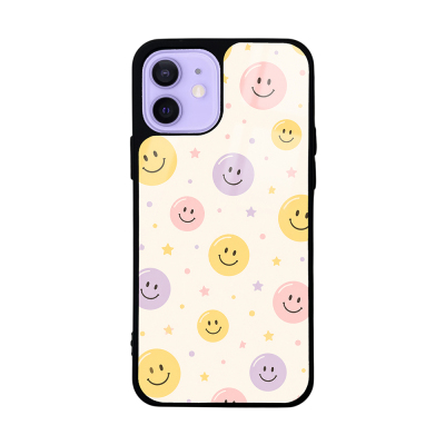 Zore Lusi Patterned Case with Camera Protection for Apple iPhone 12 Gülen Yüzler
