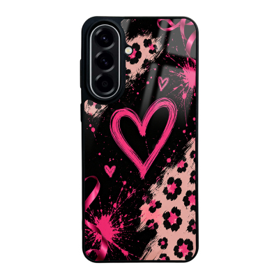 Zore Lusi Patterned Case with Camera Protection for Galaxy A57 Pembe Kalp