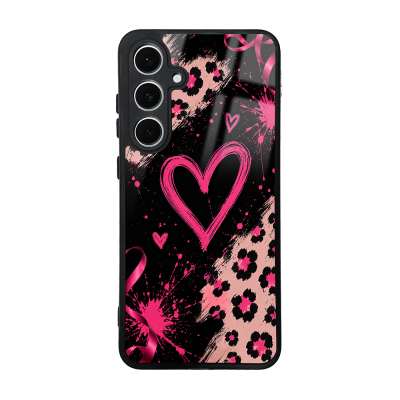 Zore Lusi Patterned Case with Camera Protection for Galaxy S24 FE Pembe Kalp