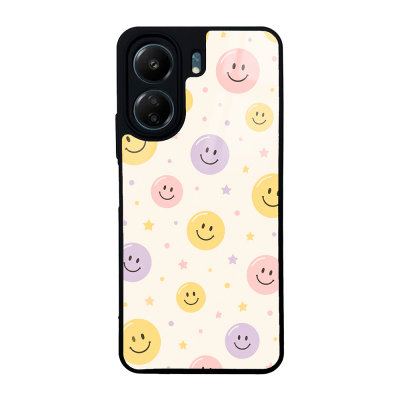 Zore Lusi Patterned Case with Camera Protection for Xiaomi Poco C65 Gülen Yüzler