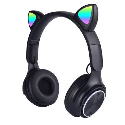 Zore M6 Pro Cat RGB Led Lighted Cat Ear Band Design Adjustable and Foldable Over-Ear Bluetooth Headset Black