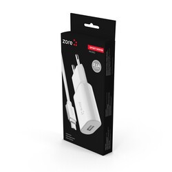 Zore Ofset Serisi ZCS-01 Micro 2 in 1 Ev Şarj Seti 2.1A Beyaz