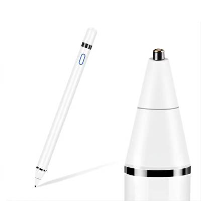 Zore Pencil 20 Stylus LED Işık Göstergeli Universal Dokunmatik Tablet Kalemi Beyaz