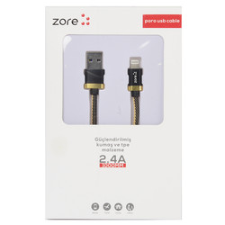 Zore Poro Lightning Usb Cable 1M Siyah-Gold
