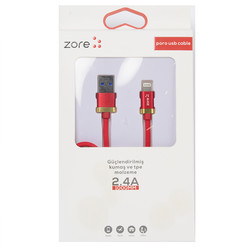 Zore Poro Lightning Usb Kablo 1M Kırmızı