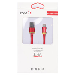 Zore Poro Micro Usb Kablo 1M Kırmızı