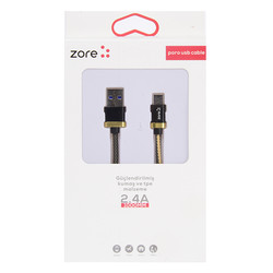 Zore Poro Type-C Usb Cable 1M Siyah-Gold