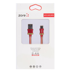 Zore Poro Type-C Usb Kablo 1M Gold-Kırmızı