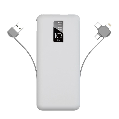 Zore PW-05 Quick Charge LED Indicator Micro Lightning Type-C Wired Portable Powerbank 10000mAh White