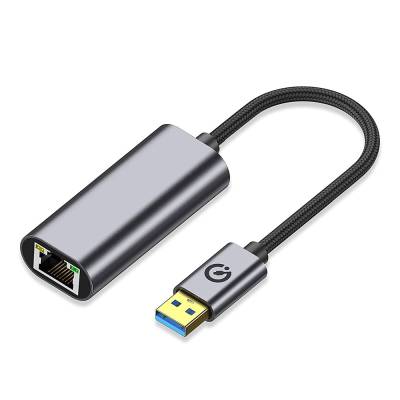 Zore QG03 USB-A to RJ45 USB3.0 Ethernet Dönüştürücü Kablo 1000Mbps 22cm Siyah
