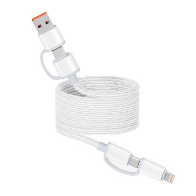 Zore Spiral Magnetic Braided Design 4in1 A+C to C+L Cable 1M White