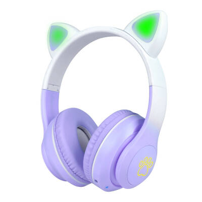 Zore STN-28 Pro Cat Ear Design RGB Light Bluetooth Headset Purple