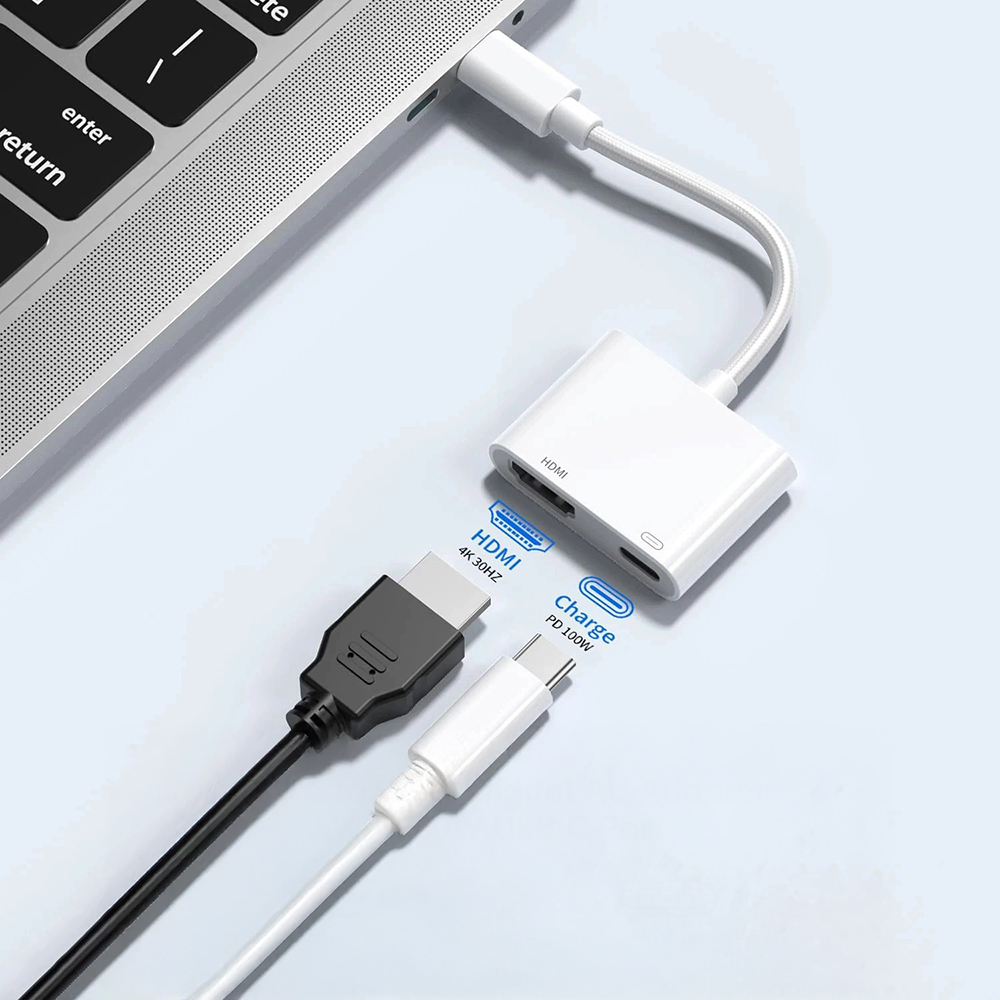 Zore Type-C to Type-C PD100W + HDMI 4K@30Hz 2in1 Adapter - 9