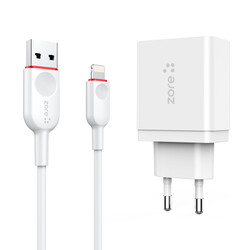 ​Zore XMac Series ZR-X2 Lightning 2 in 1 Charger Set White