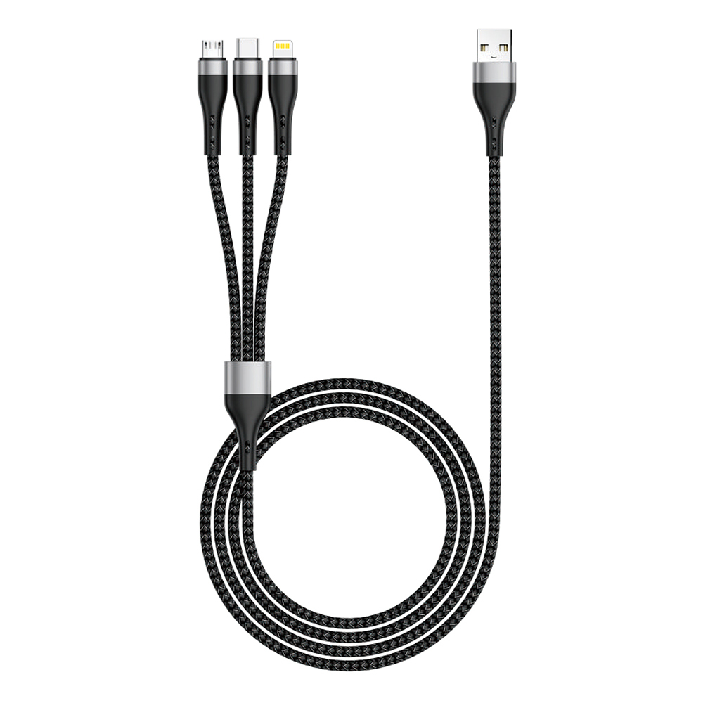 Zore ZR-43 3in1 USB-A to Lightning – Type-C – Micro Şarj ve Data Kablosu 20W 1.5M - 1