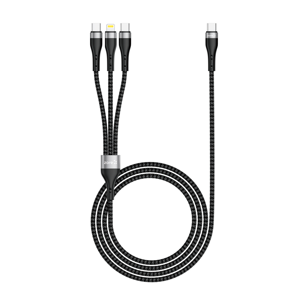 Zore ZR-45 3in1 USB-A to Lightning - Type-C - Type-C Şarj ve Data Kablosu 20W 1.5M - 2