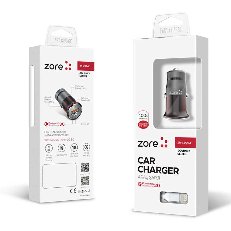 Zore ZR-C304Q Ligthing Car Charger Set - 1