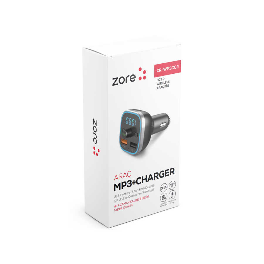 Zore ZR-WP3C02 Bluetooth Transmitter Mp3 Araç Şarjı - 4