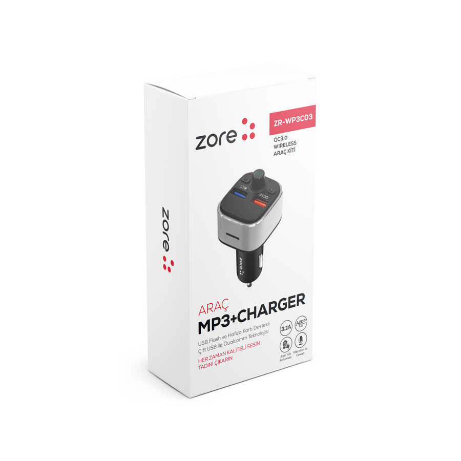 Zore ZR-WP3C03 Bluetooth Transmitter Mp3 Araç Şarjı - 2